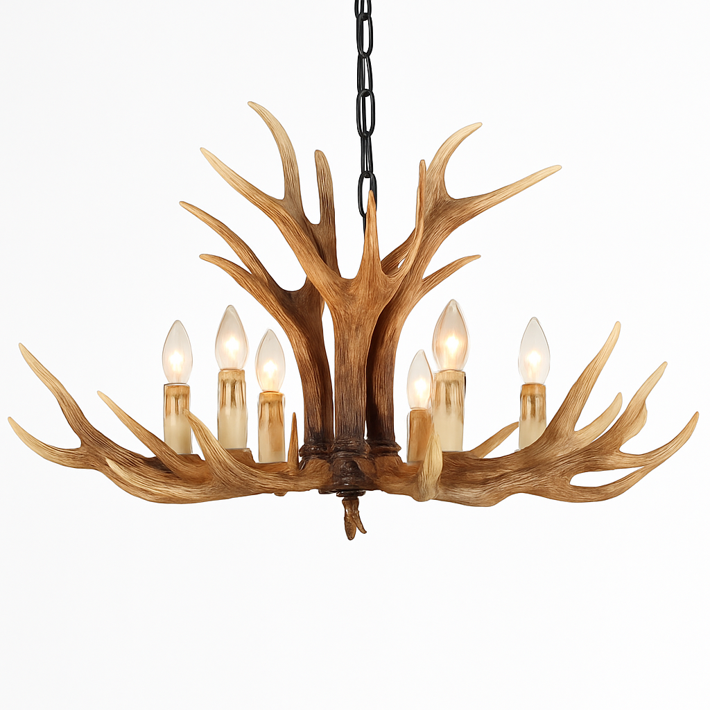 Lustre Bois de Cerf Résine - Ambiance Naturelle & Moderne