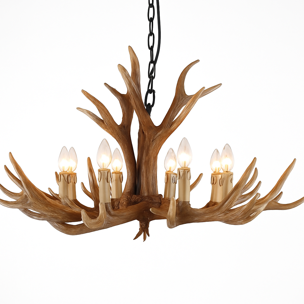 Lustre Bois de Cerf Résine - Ambiance Naturelle & Moderne