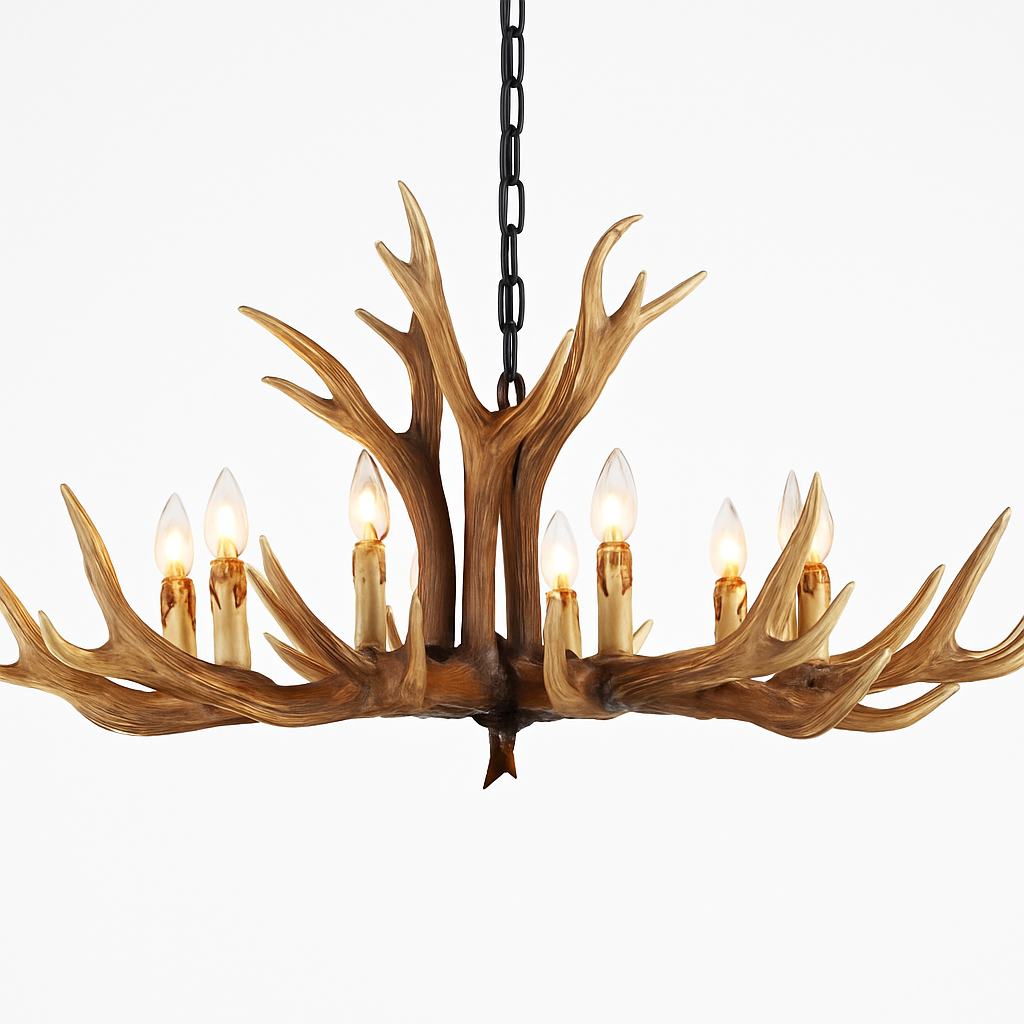 Lustre Bois de Cerf Résine - Ambiance Naturelle & Moderne