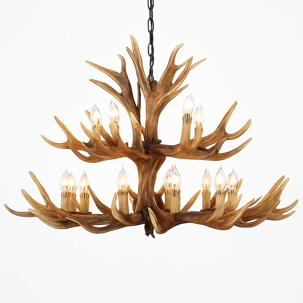 Lustre Bois de Cerf Résine - Ambiance Naturelle & Moderne