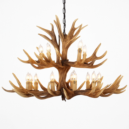 Lustre Bois de Cerf Résine - Ambiance Naturelle & Moderne