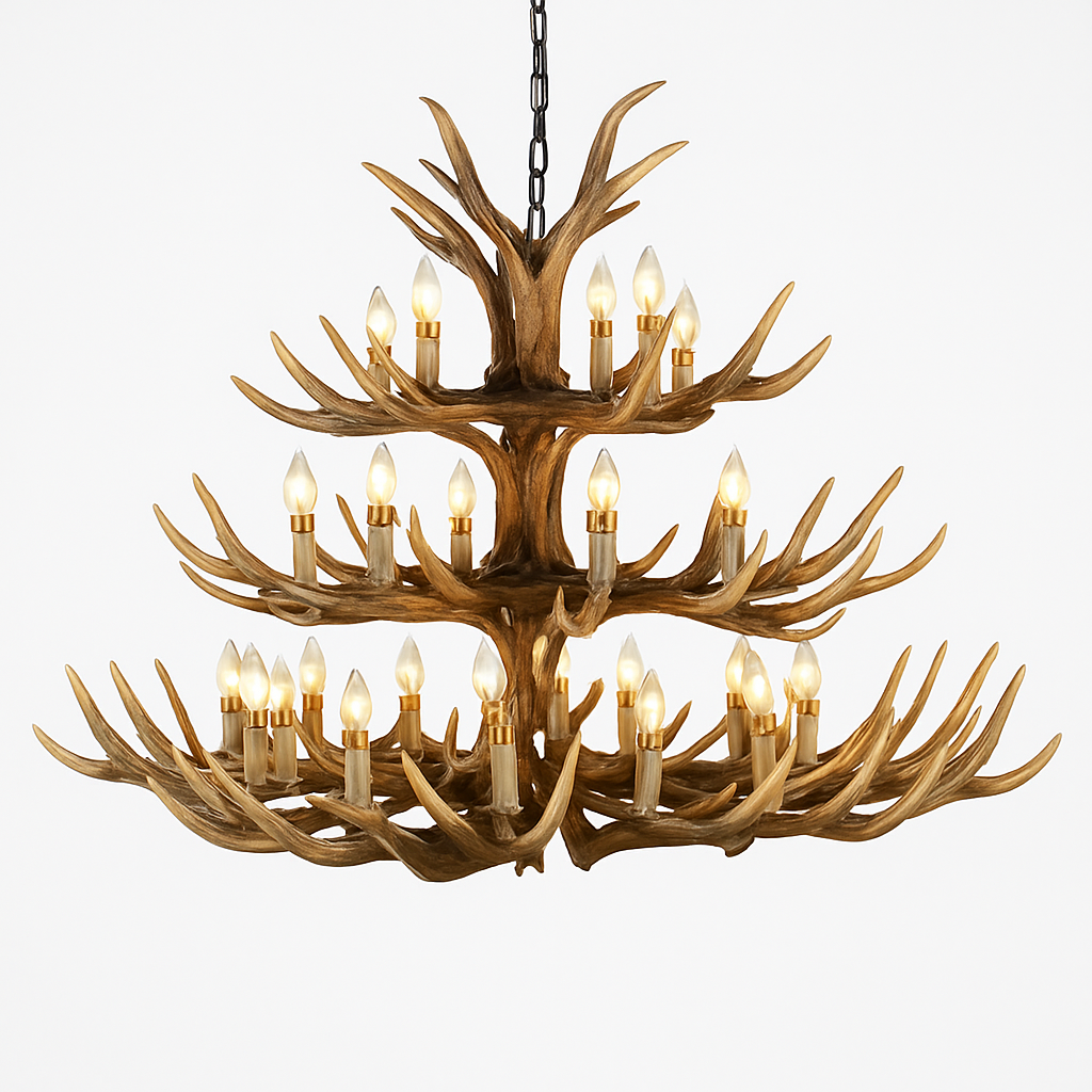 Lustre Bois de Cerf Résine - Ambiance Naturelle & Moderne