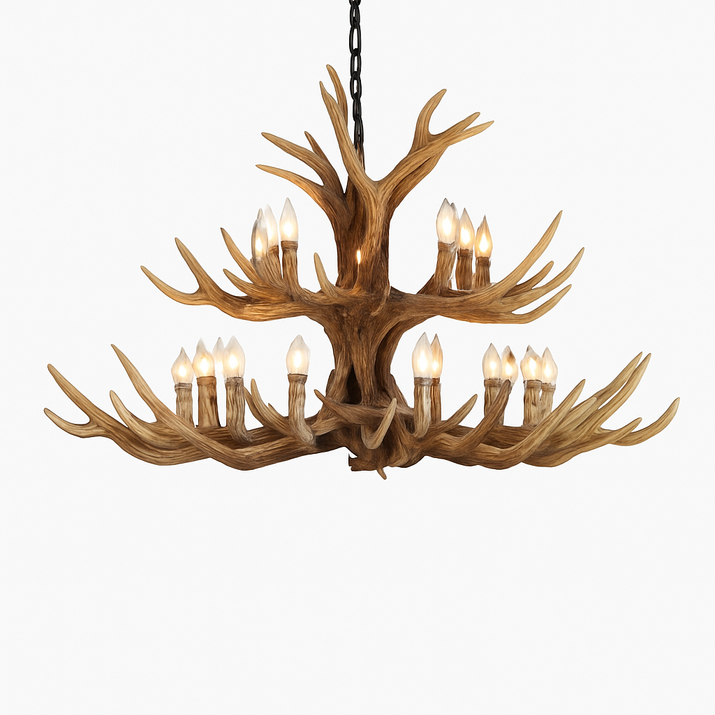 Lustre Bois de Cerf Résine - Ambiance Naturelle & Moderne