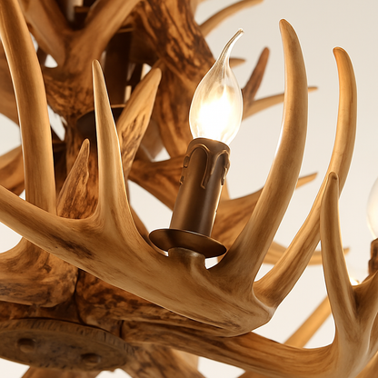 Lustre Bois de Cerf Résine - Ambiance Naturelle & Moderne