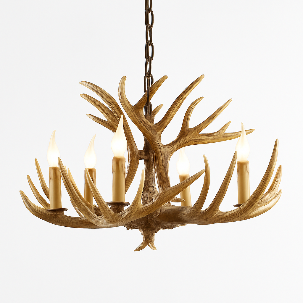 Lustre Bois de Cerf Résine - Ambiance Naturelle & Moderne