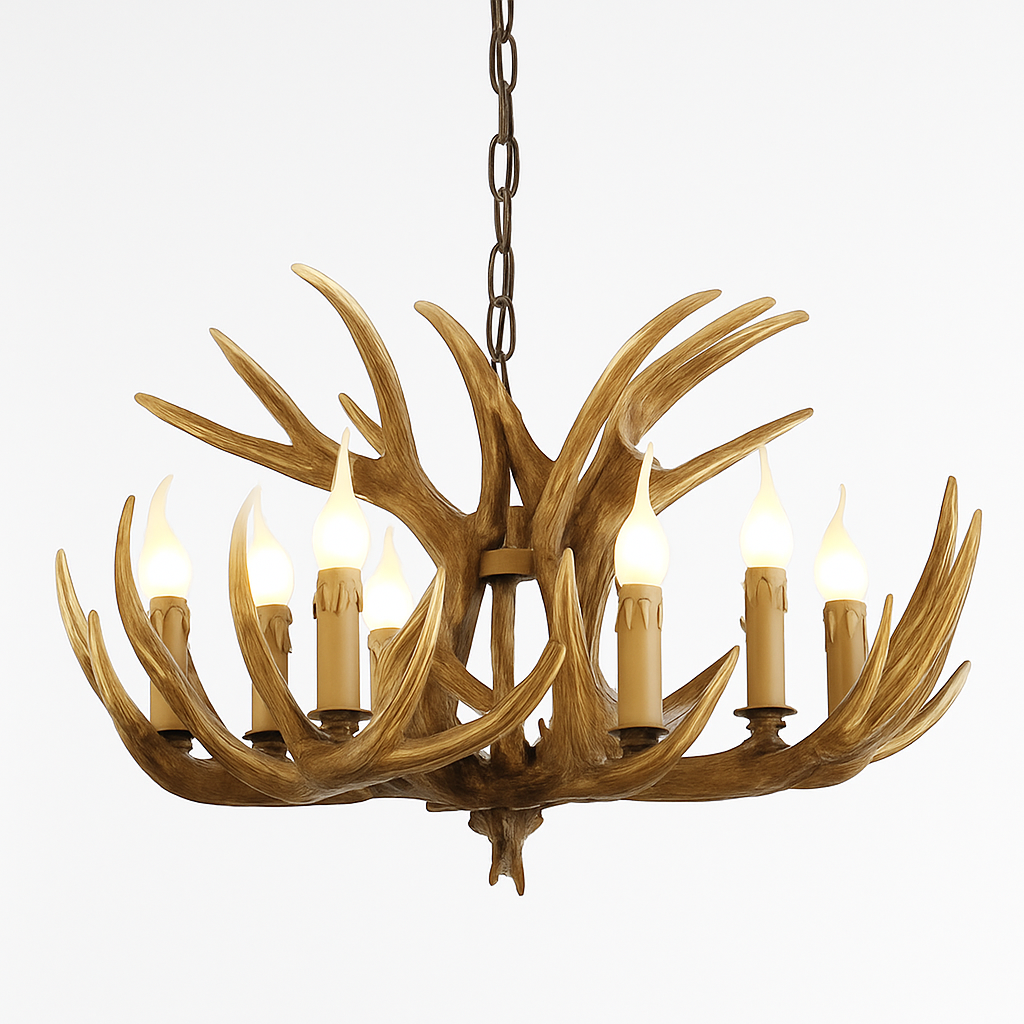 Lustre Bois de Cerf Résine - Ambiance Naturelle & Moderne