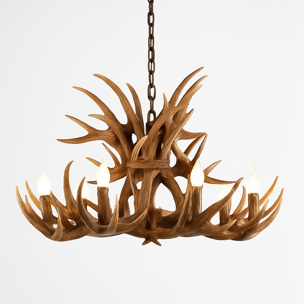 Lustre Bois de Cerf Résine - Ambiance Naturelle & Moderne