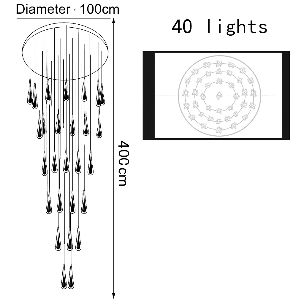 Lustre Cristal Goutte d'Eau Moderne LED