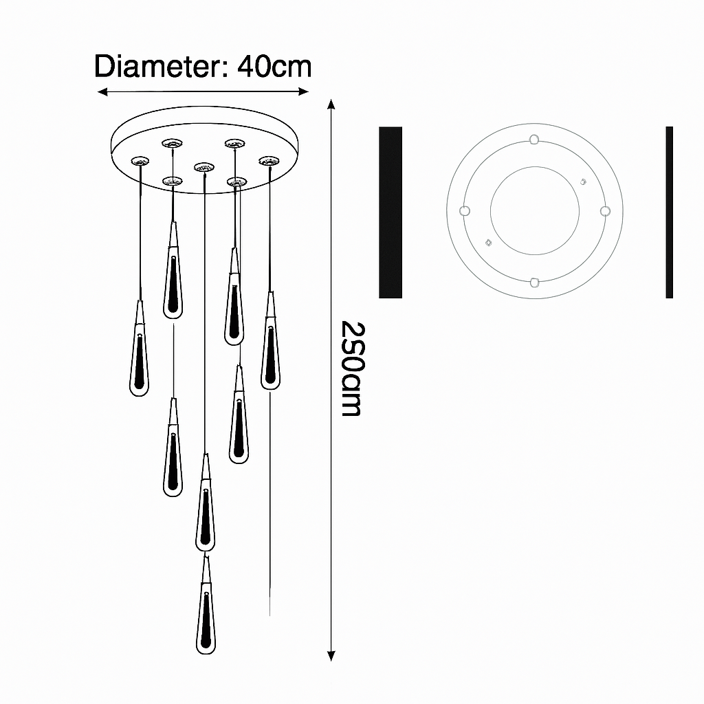 Lustre Cristal Goutte d'Eau Moderne LED