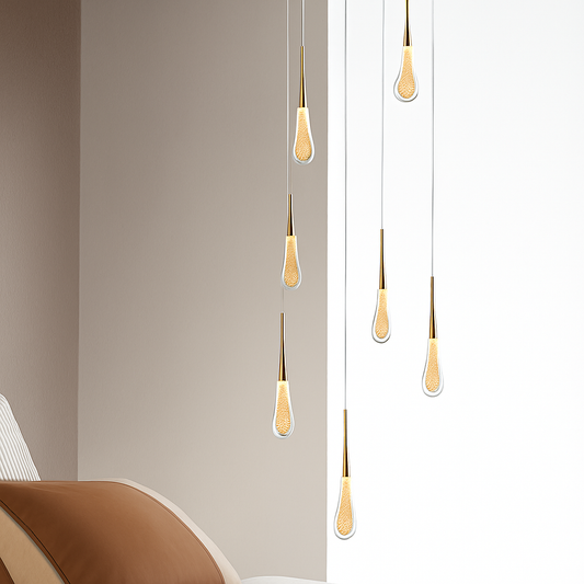 Lustre Cristal Goutte d'Eau Moderne LED