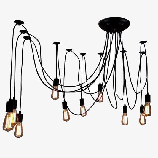 Lustre Araignée Métal Noir Industriel Spidde