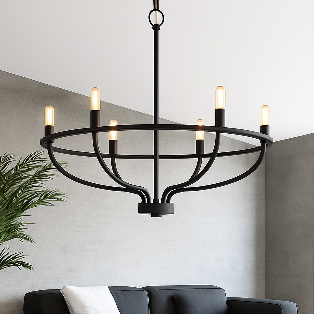 Lustre Industriel Rétro Fer 6 Têtes Wecus