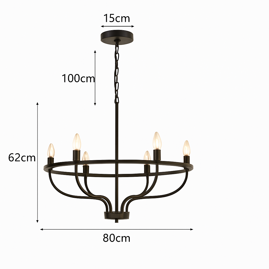 Lustre Industriel Rétro Fer 6 Têtes Wecus
