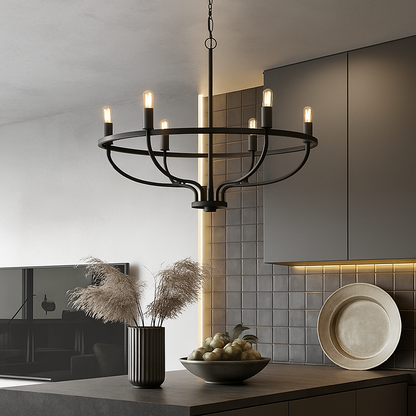Lustre Industriel Rétro Fer 6 Têtes Wecus