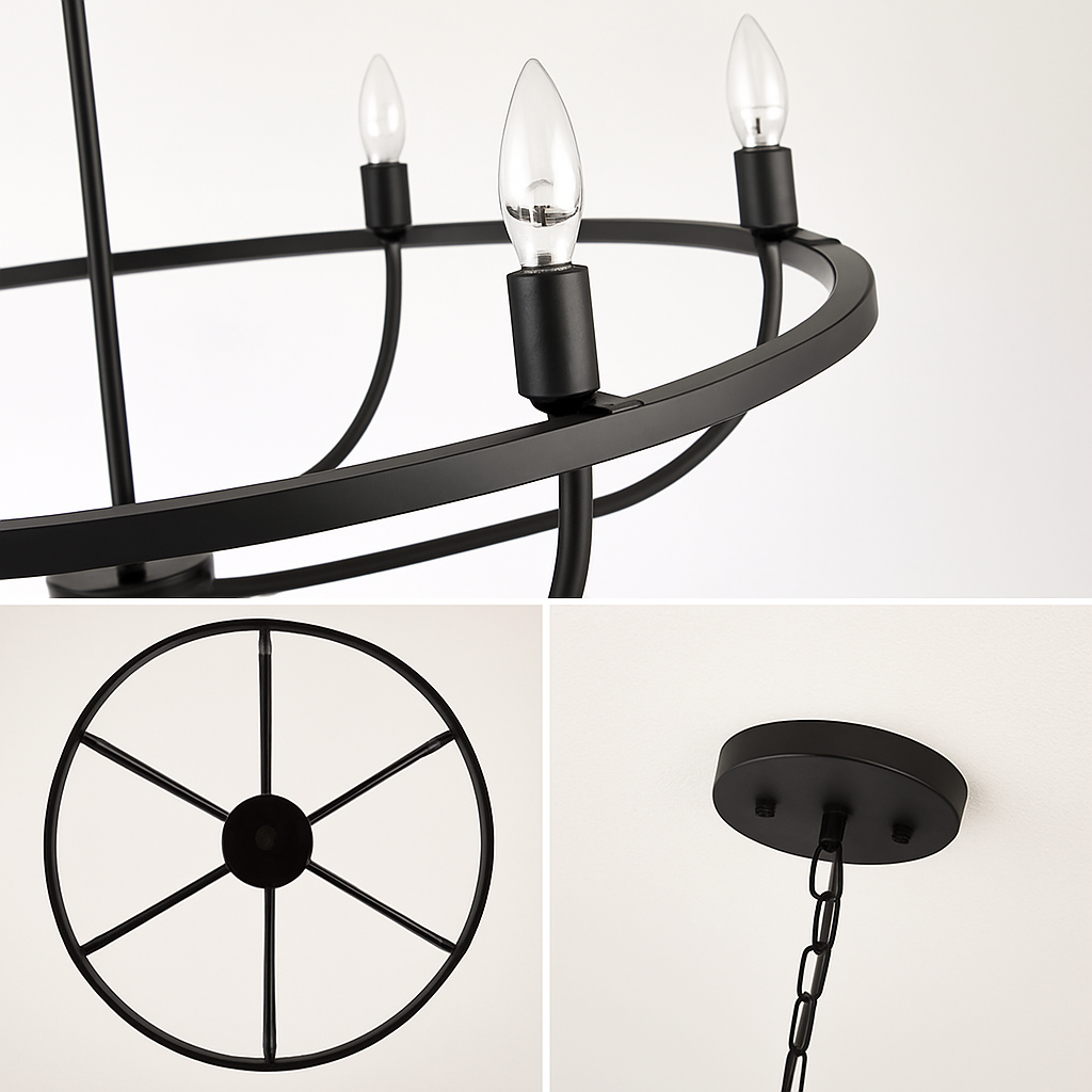 Lustre Industriel Rétro Fer 6 Têtes Wecus