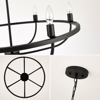 Lustre Industriel Rétro Fer 6 Têtes Wecus