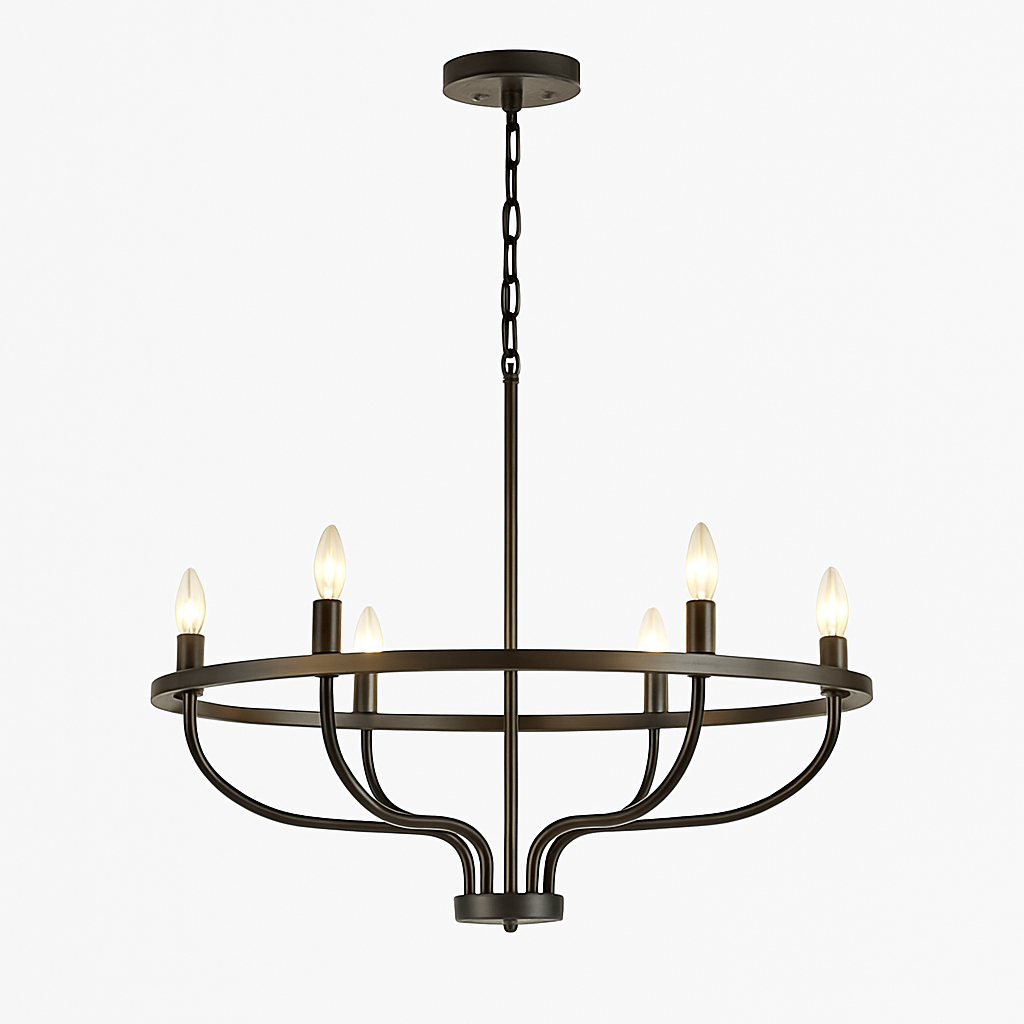 Lustre Industriel Rétro Fer 6 Têtes Wecus