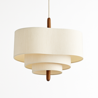 Lustre Japonais Suspension Abat-jour Tissu Blanc