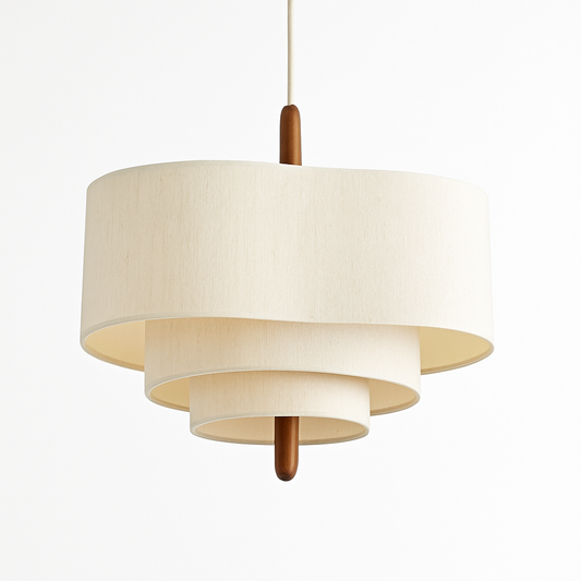 Lustre Japonais Suspension Abat-jour Tissu Blanc