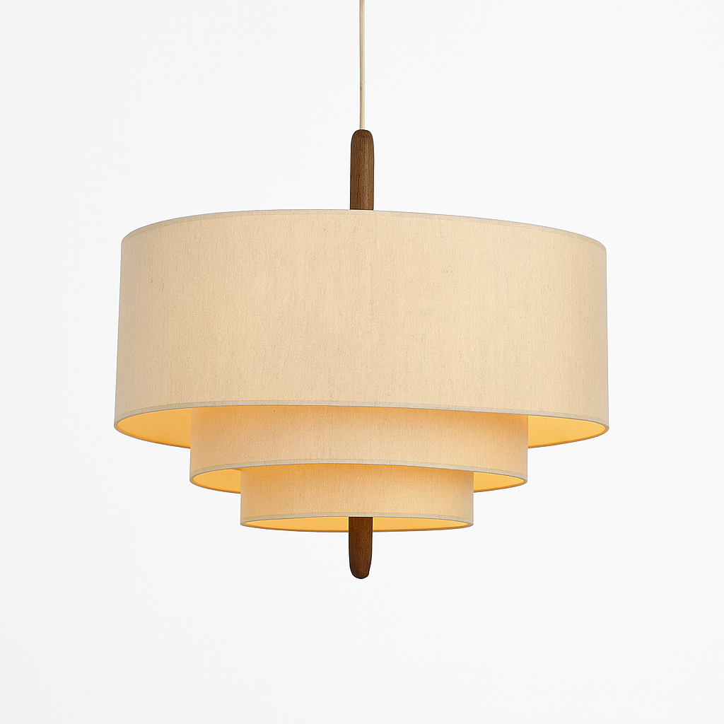 Lustre Japonais Suspension Abat-jour Tissu Blanc