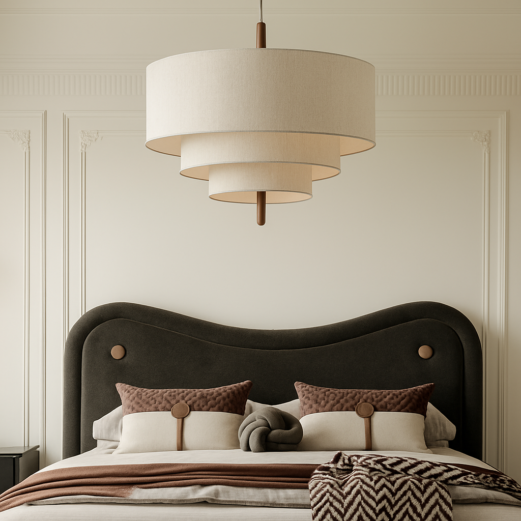 Lustre Japonais Suspension Abat-jour Tissu Blanc