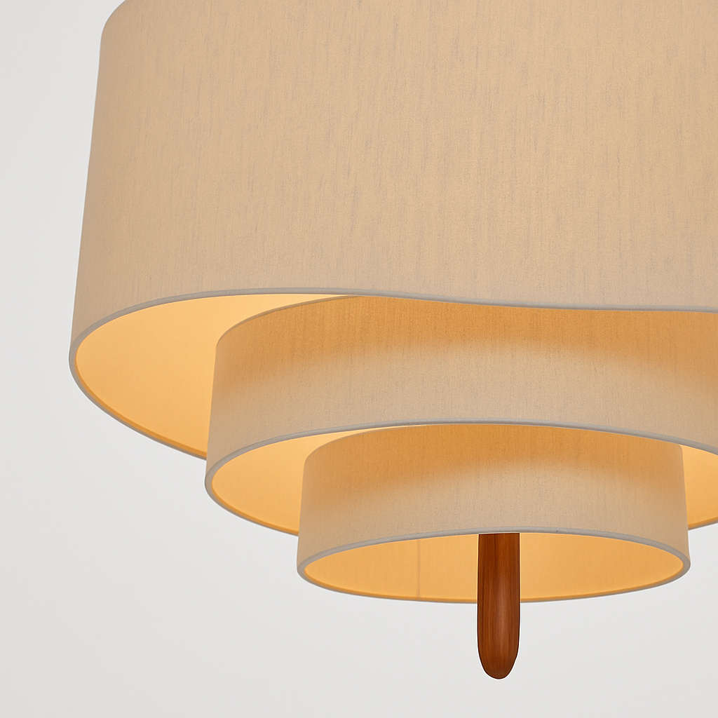 Lustre Japonais Suspension Abat-jour Tissu Blanc