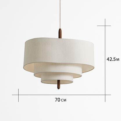 Lustre Japonais Suspension Abat-jour Tissu Blanc