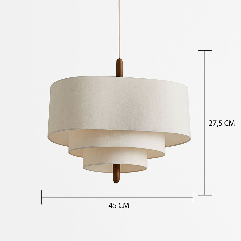 Lustre Japonais Suspension Abat-jour Tissu Blanc