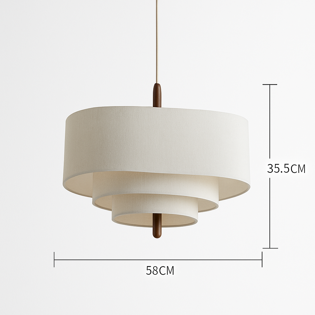Lustre Japonais Suspension Abat-jour Tissu Blanc