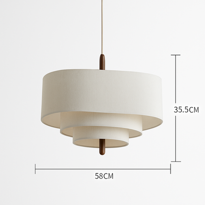 Lustre Japonais Suspension Abat-jour Tissu Blanc