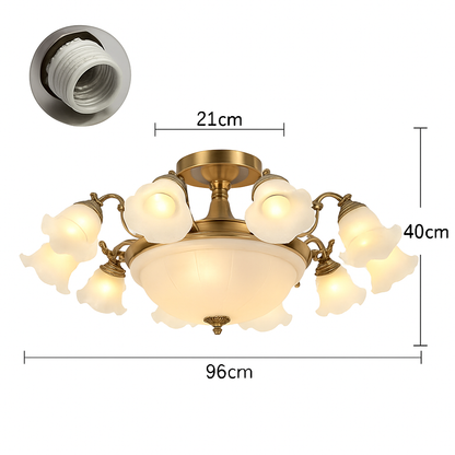Lustre LED Floral Élégant Bronze Doré Rouge Cuivré