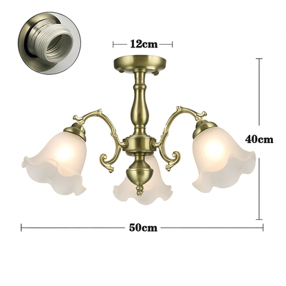 Lustre LED Floral Élégant Bronze Doré Rouge Cuivré