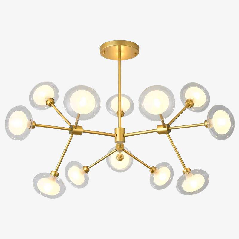 Lustre LED Design Verre Doré/Noir