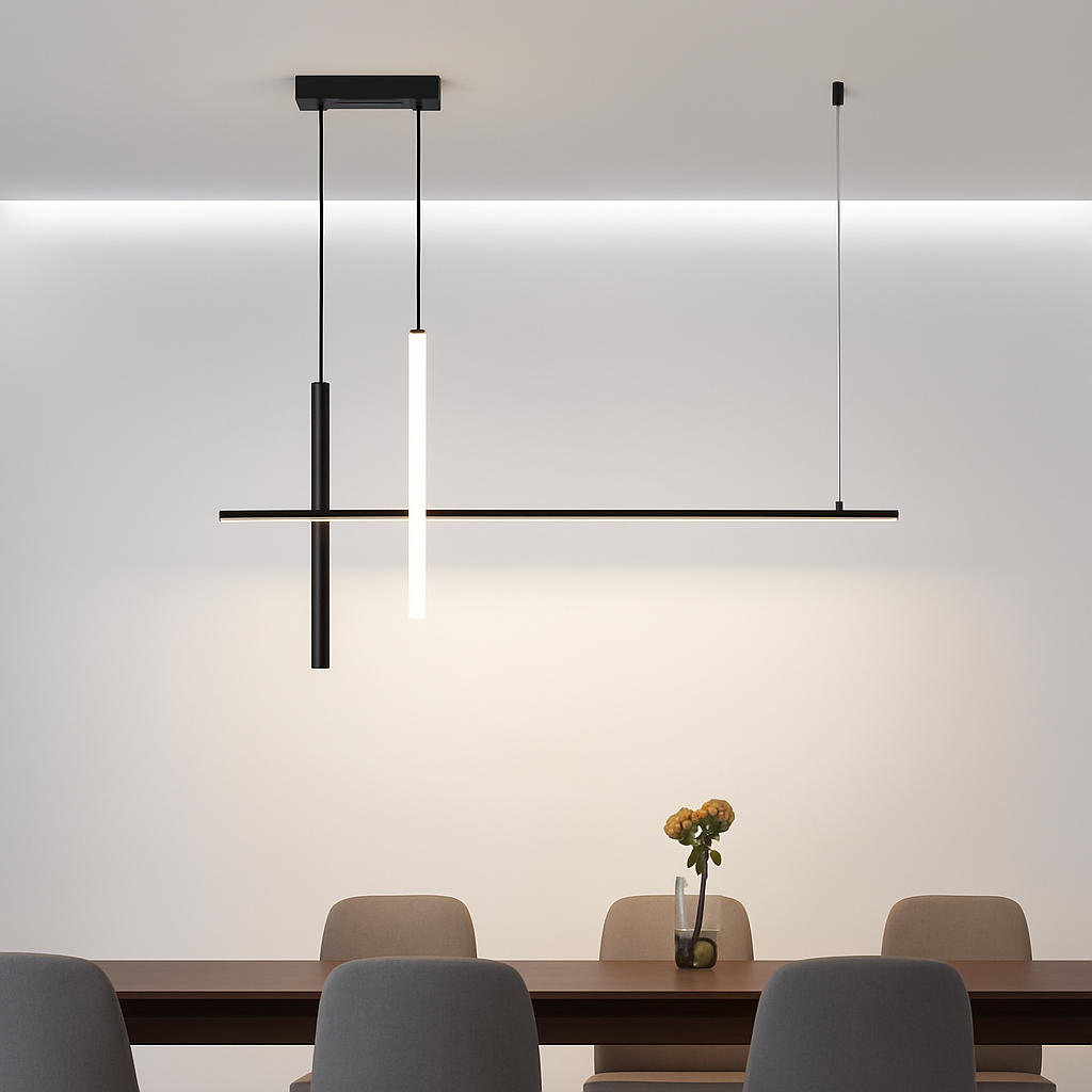 Lustre LED Noir Minimaliste Design Dimmable