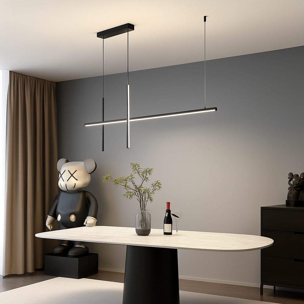 Lustre LED Noir Minimaliste Design Dimmable
