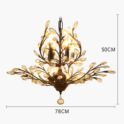 Lustre Feuille Cristal Doré ou Noir LED