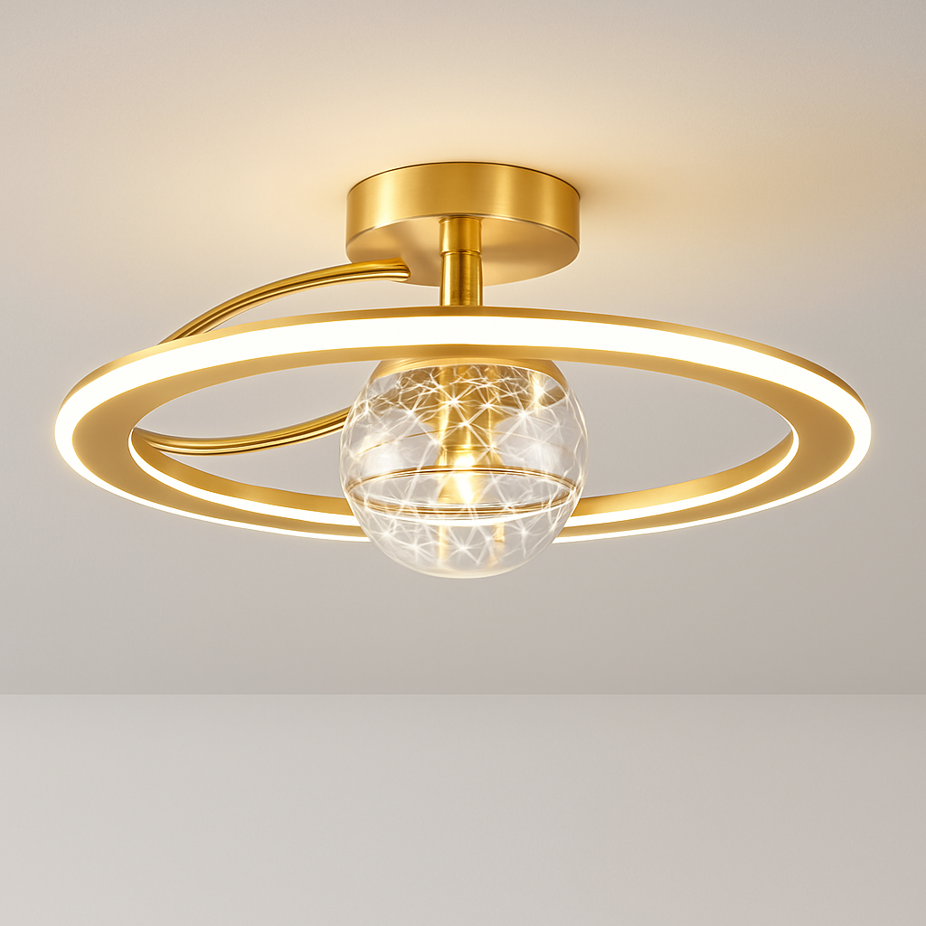 Lustre LED Doré Moderne SANDYHA - Boules de Verre Givré