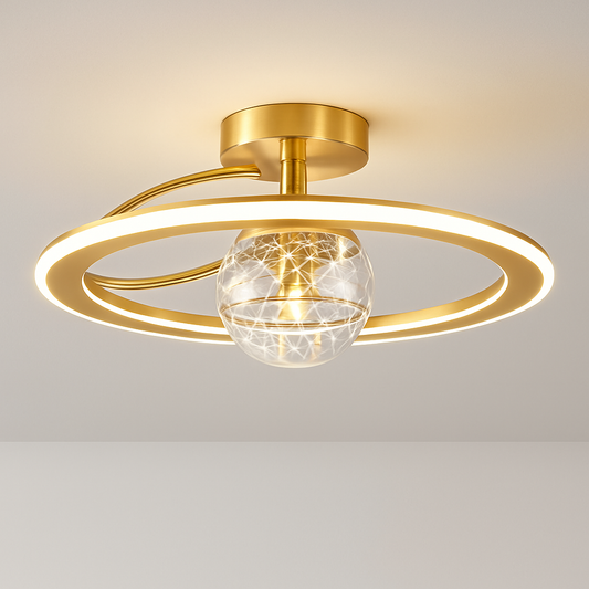 Lustre LED Doré Moderne SANDYHA - Boules de Verre Givré