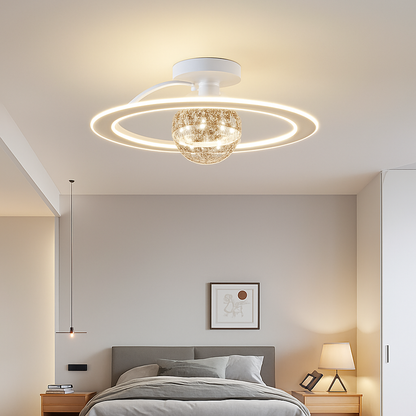 Lustre LED Doré Moderne SANDYHA - Boules de Verre Givré