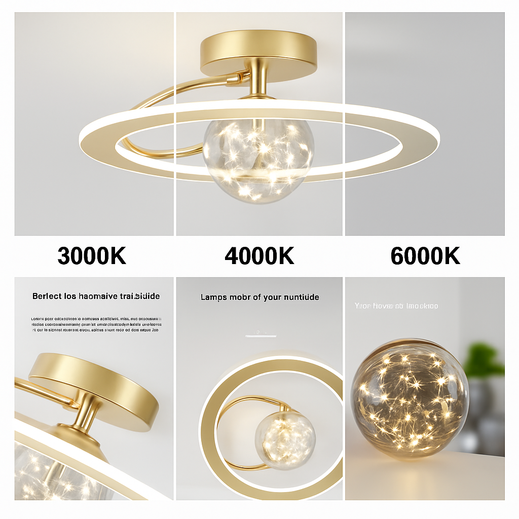 Lustre LED Doré Moderne SANDYHA - Boules de Verre Givré