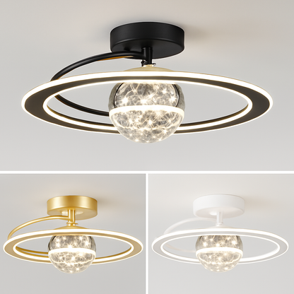Lustre LED Doré Moderne SANDYHA - Boules de Verre Givré