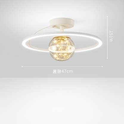 Lustre LED Doré Moderne SANDYHA - Boules de Verre Givré