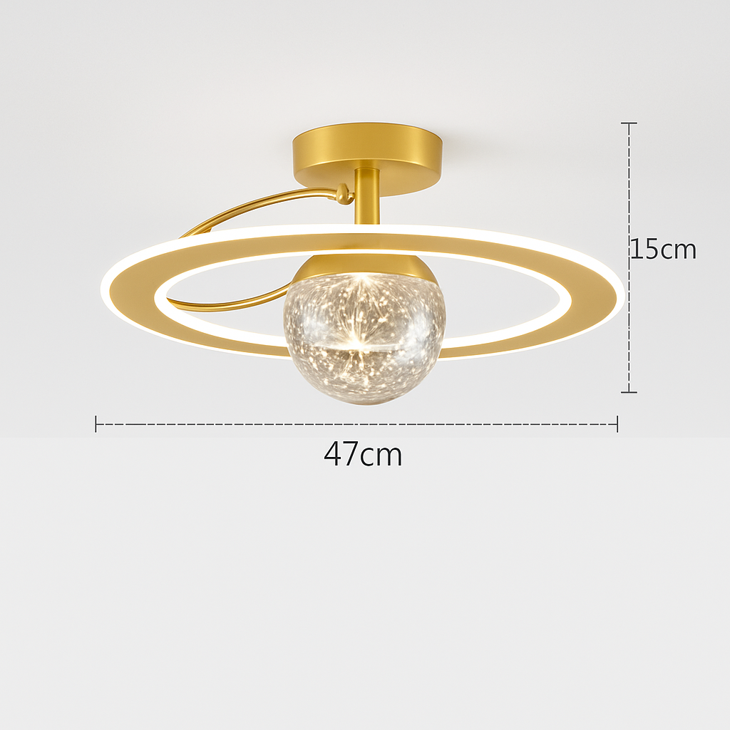 Lustre LED Doré Moderne SANDYHA - Boules de Verre Givré