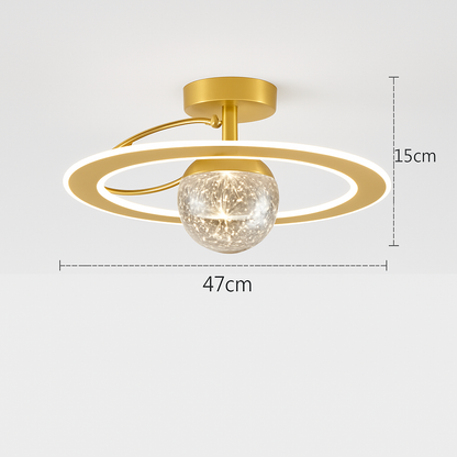 Lustre LED Doré Moderne SANDYHA - Boules de Verre Givré