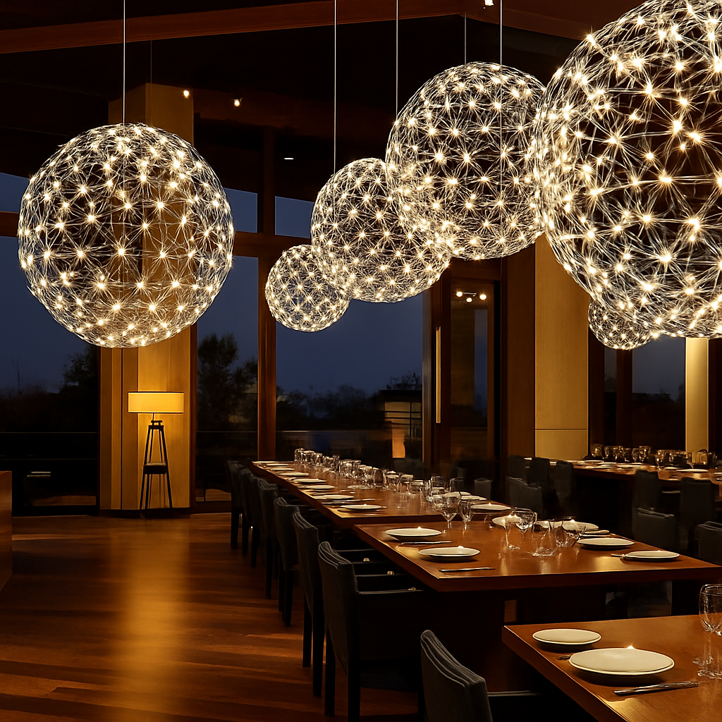 Lustre Sphère LED Design Acier Brossé