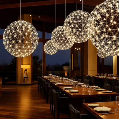 Lustre Sphère LED Design Acier Brossé