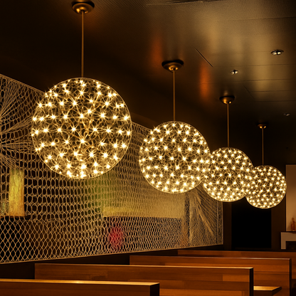 Lustre Sphère LED Design Acier Brossé