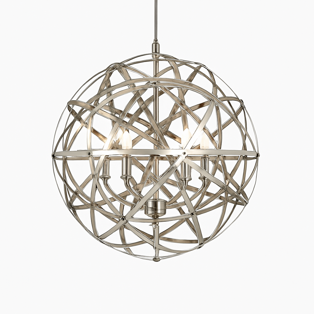Lustre Sphère LED Design Acier Brossé