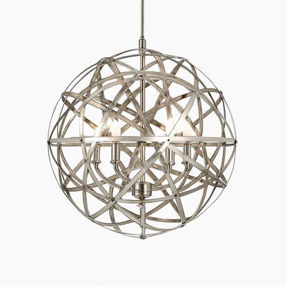 Lustre Sphère LED Design Acier Brossé
