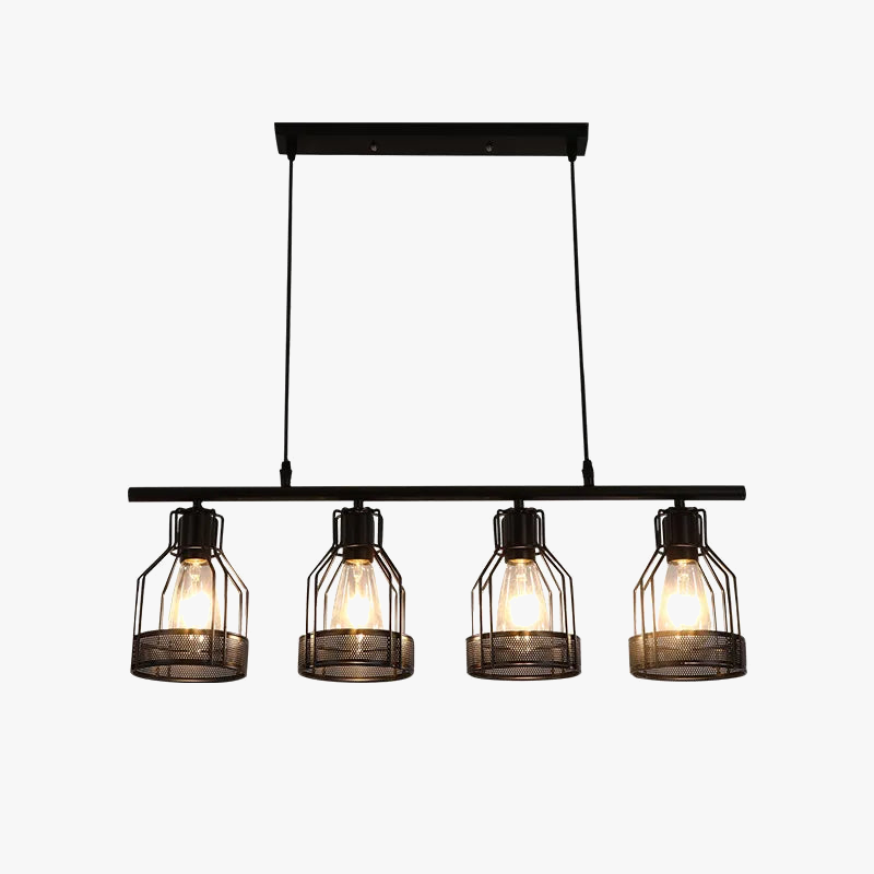 Lustre Industriel Rétro Wecus - Suspension Métal Noir